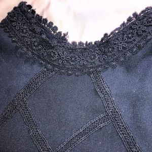 Dark navy blue dress, lots of lace, beautiful
